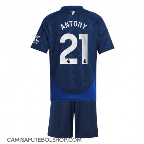 Camisa de time de futebol Manchester United Antony #21 Replicas 2º Equipamento Infantil 2024-25 Manga Curta (+ Calças curtas)